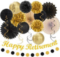Black Gold Happy Retirement Party Decorations Banner Women Men Huglony by Huglony
