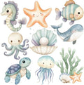 Large Under The Sea Cutouts with Stand, 12inch Ocean Birthday Party Decorations, Underwater Party Decorations, Baby Shower Supplies Cardboard Cutout Prop | 9PCS Stand Up Prop by Spelable