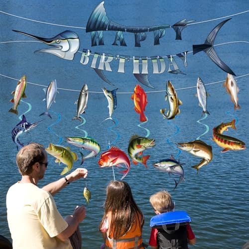 Fishing Birthday Party Banners Hanging Swirls Decorations 10PCS - Image 4