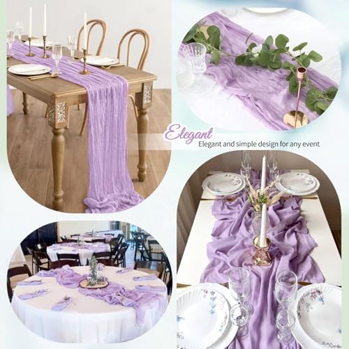 12 Pack Lavender Cheesecloth Table Runner 10Ft, Lilac Purple Table Runners 21.5 x 120 inch,Semi Sheer Cheese Cloth Fabric Runner Bulk for Wedding,Party,Baby Shower,Bridal Shower - Image 3