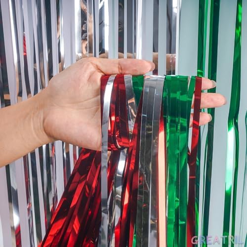 Red Silver Green Party Streamers - 2 Packs - Image 3