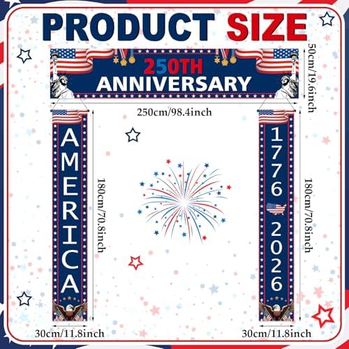 Smoothnovelty 3 Pcs Dark Blue 250th Anniversary Banner - Image 3