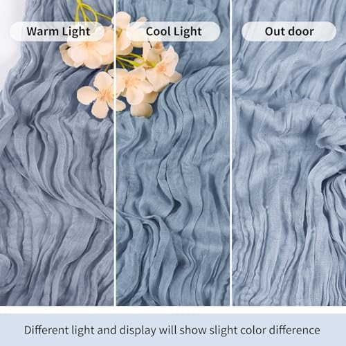 6 Pack Dusty Blue Cheesecloth Table Runner 17x108 Inch Semi Sheer Boho Gauze Cheese Cloth Fabric Table Runners Table Decor for Wedding Party Baby Shower Birthday Home Decor Garden Farmhouse - Image 7