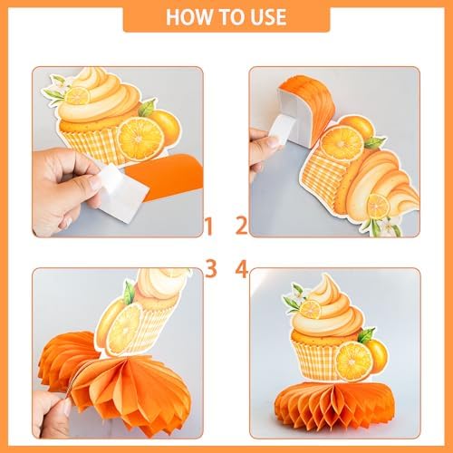 Gyufise 9Pcs Orange Baby Shower Decorations Honeycomb Centerpieces for Gender Reveal Table Centerpiece Party Supplies Table Topper Orange - Image 3