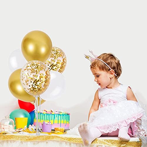 TONIFUL 4 Set White Gold Balloon Stand Balloon Centerpiece for Table Decor - Image 5