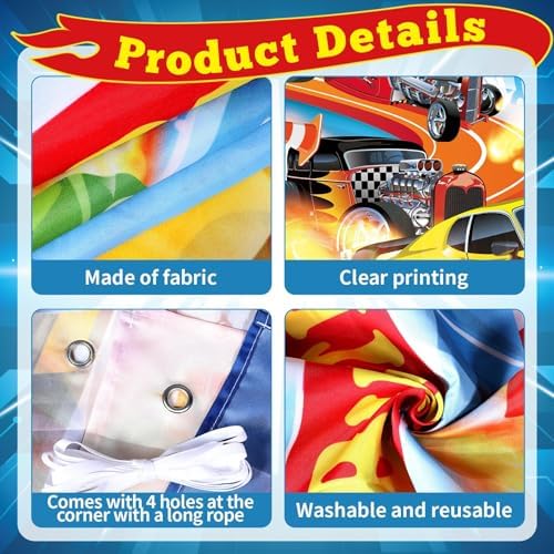 134Pcs Wheels Race Car Birthday Party Supplies Race Cars Balloon Garland Arch Kit Backdrop Tablecloth Monster Truck Wheels Checkered Foil Balloons Racing Signs bDecorations - Image 3
