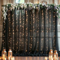 10ft x 8ft Black Backdrop Curtain with Lights String for Parties, Sheer Tulle Wedding Photo Backdrops Drapes for Baby Shower Birthday Party Decorations Background for Photography by Shillance