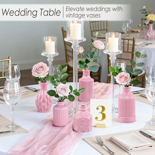 UPBUD Baby Pink Glass Bud Vases Set of 12, Mini Vase for Centerpieces - Image 3