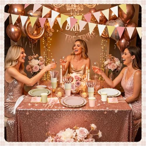 Mimorou 338 Pcs Rose Gold Plates Napkins Cups Flatware Set - Image 5
