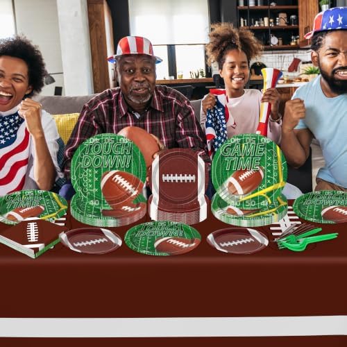 122 Pcs Football Plates and Napkins Serves 30 Guests Football Table Cloth - Image 7