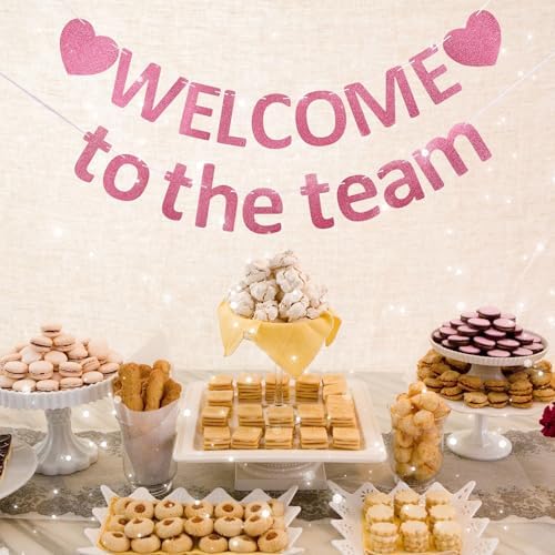 Pre-Strung Glitter Welcome to the Team Banner Welcome Banner Welcome Decorations for Office New Hire Events Corporate Onboarding & Team Building Parties (Rose Gold) - Image 4