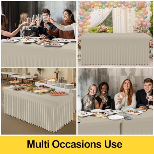 Smiry 2 Pack Spandex Elastic Fitted Table Cloth Skirt for 8FT Table - Image 5