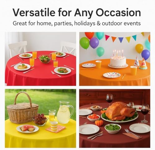 12 Pack Fall Plastic Round Tablecloths, 84 Inch - Image 4