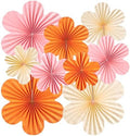 SUNBEAUTY Paper Flowers Decorations Pink and Orange for Wall Paper Fans Classroom Decoration Paper Floral Backdrop Decor Paper Fans Decor Hanging Paper Fans Orange Flower Wall Decor Set of 9 by SUNBEAUTY