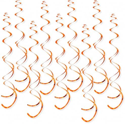 32 PCS Orange Hanging Swirl, Sparkle Ceiling Hanging Decorations, Plastic Streamer Party Decorations for Birthday, Thanksgiving Day, Fall Party, Sports Theme, Summer Party by PARTVON