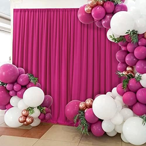 AK TRADING CO. 10 feet x 10 feet Polyester Backdrop Drapes Curtains Panels with Rod Pockets - Wedding Ceremony Party Home Window Decorations - Fuchsia - Image 5