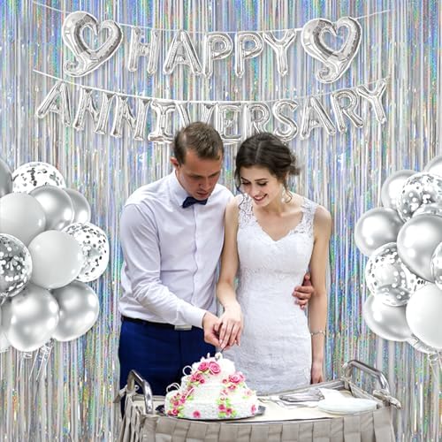 Melsan Silver Foil Curtain Backdrop for Birthday Decorations, 2 Pack - Image 4
