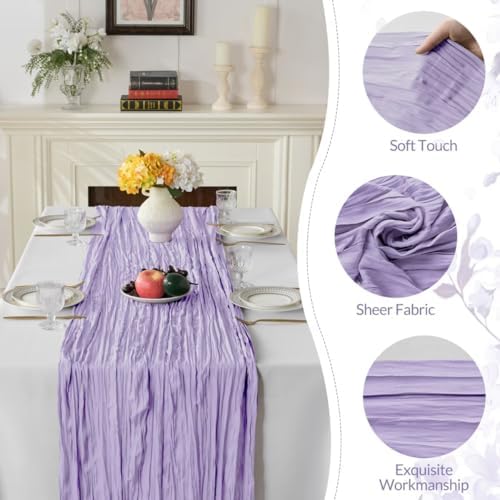 6 Pack Lilac Cheesecloth Table Runner 35"×120" Gauze Fabric Table Runner - Image 6