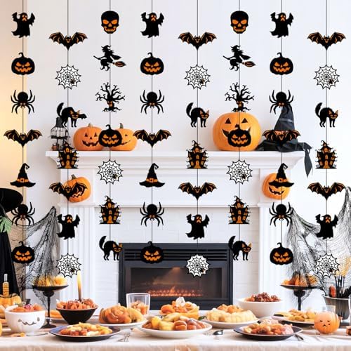 Ceenna 9 Pcs Halloween Party Hanging Decorations Witch Ghost Paper Garland - Image 6