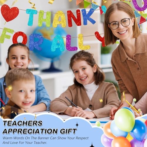 Fulmoon Pre Strung Thank You for All You Do Glitter Banner, Colorful - Image 6