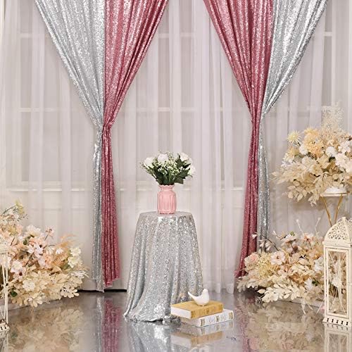 Poise3EHome Fuchsia Pink Sequin Backdrop Curtain, 2 Panels 2Ft x 8Ft Glitter Photography Background for Party Baby Shower Wedding Birthday Christmas Thanksgiving Halloween Decoration - Image 5