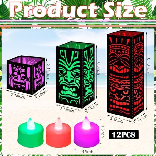 Rossesay 12 Pcs Tiki Totem Boxes Decor Hawaiian Luau Centerpieces for Table - Image 3