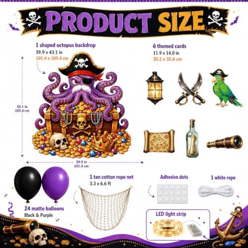 Halloween Pirate Octopus Trunk or Treat Car Decor Kit with Light Strings - Image 2