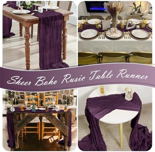 30 Pack Dark Purple Cheesecloth Table Runner 17 x 108 inch Cheese Cloth Table Runners 9ft Terracotta Table Runner Rustic Romantic Sheer Gauze Runner for Wedding Party Baby Shower Table Decoration - Image 7