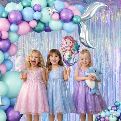 Iridescent Tinsel Backdrop with Extra Tape, Melsan 3.28 x 8ft for Birthday - Image 2