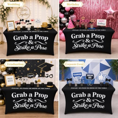 4ft Photo Booth Tablecloth Black Stretch Spandex Table Cover - Image 7
