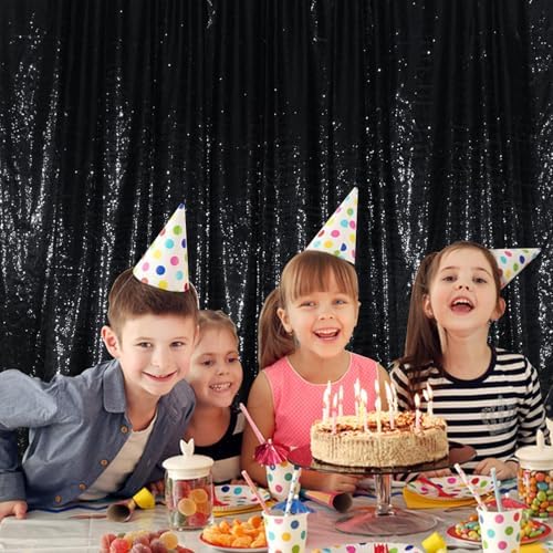 Juya Delight Black Sequin Backdrop, 10FTx10FT NO See-Through Photobooth Backdrop Curtains for Birthday, Party, Wedding Decoration - Image 2