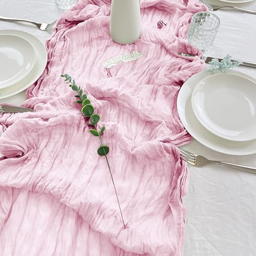 2 Pack Cheesecloth Table Runner 10Ft Christmas Gauze Boho Table Runners for Wedding Decor Bridal Shower Decorations Baby Shower Party(35" x 120") - Image 4