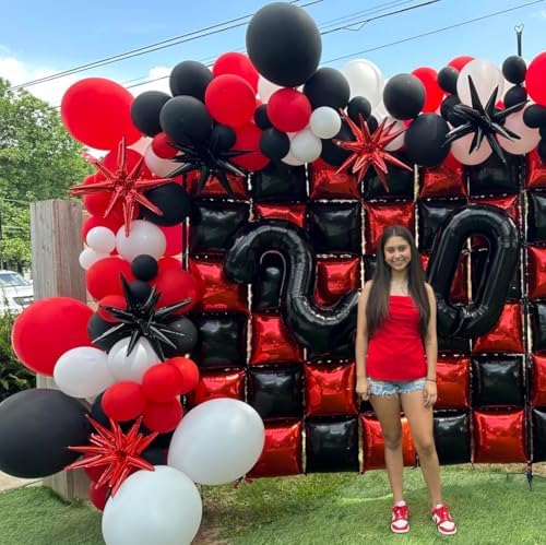 Black Red Square Foil Balloon Wall,25Pcs Double Sided Foil Balloons - Image 4