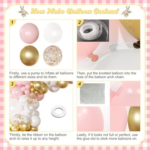 Pink White Gold Balloon Arch Kit, 138Pcs Birthday Decor - Image 7