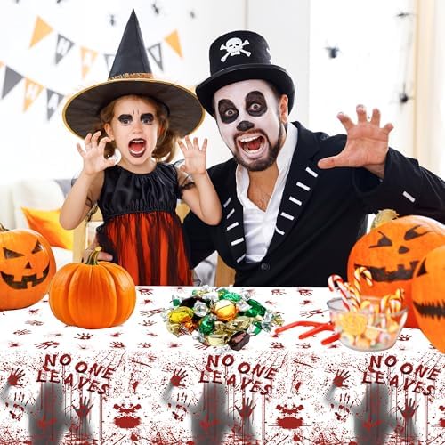 3Pcs Halloween Bloody Handprint Plastic Tablecloth, 54x108 Inch - Image 6