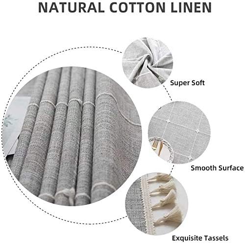 Deep Dream Tablecloths, Embroidered Waterproof Table Cloth Cotton Linen Wrinkle Free Anti-Fading Table Cover Decoration for Kitchen Dinning Party Christmas, 55 x 140 Inch - Gray - Image 3