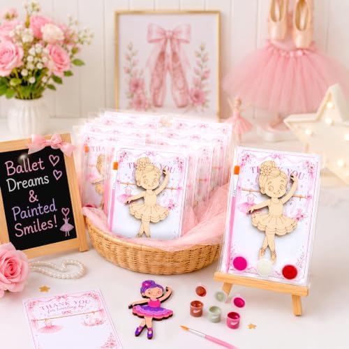 12 Pack Ballerina Party Favors, DIY Wooden Painting Magnet Craft Kits - Image 6