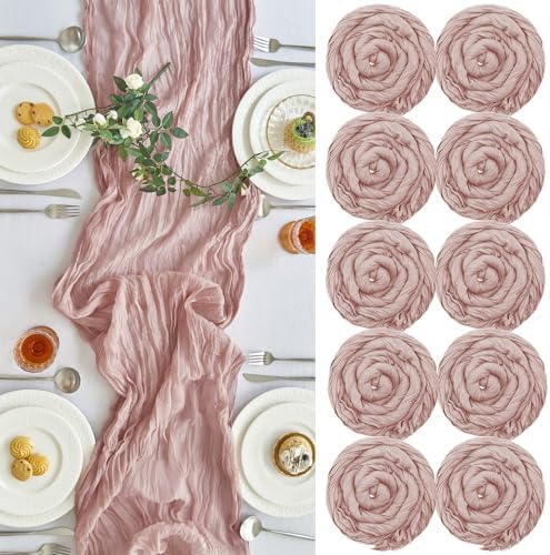 10 Pack Pink Cheesecloth Table Runner for Fall Birthday Party Home Decor by IVAPUPU