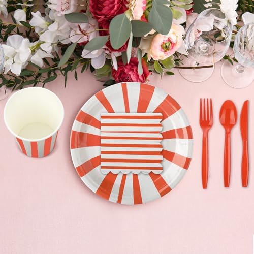 Meanplan 288 Pcs Pastel Striped Plate Party Decor Supplies for 48 Guests - Image 5
