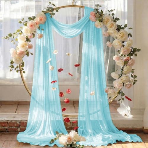 Pack of 2 Wedding Arch Drape Panel Fabric 30" x 100ft - Teal - Image 6