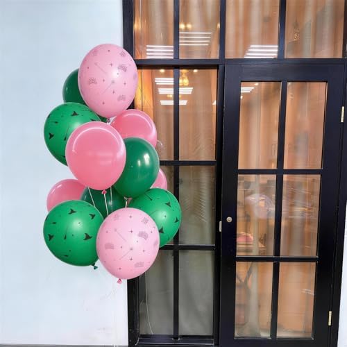 Jobkoo Pink and Green Balloons 12 Inch Dark Green Light Pale Pink Printed Birthday Latex Balloons for Girls Wizard Decor Baby Shower Bachelorette Party Decorations Supplies - Image 7