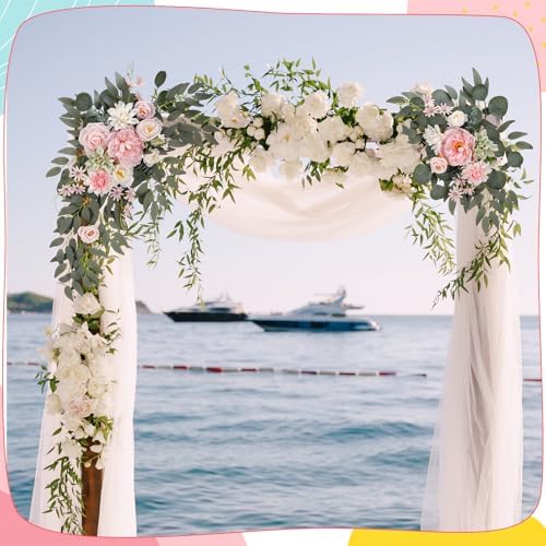 2 Pcs Wedding Arch Decorations, Pink Arch Flowers Swag Peony - Image 4