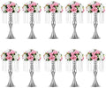 Sziqiqi Silver Floral Centerpiece Riser with Crystal Beads, 10Pcs, 13.8in by SZIQIQI