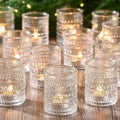 24 Pack Clear Glass Votive Candle Holders, Vintage Candle Holder for Floating Candle, Tealight Candle Holder for Table Centerpieces Home Bridal Shower Birthday Christmas Wedding Party Table Decoration by Qipecedm