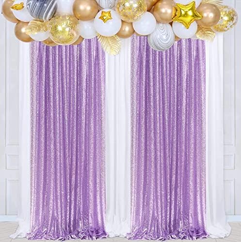 Poise3EHome 2Pcs 2Ft x 8Ft Sequin Backdrop Curtains, Glitter Photography Background, Sequence Xmas Thanksgiving Backdrop (Lavender, 2 pcs-2ftx8ft) - Image 4