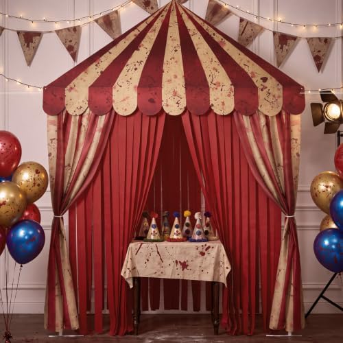 Breling 4 Pcs Circus Tent Backdrop Blood-Stained Carnival Curtains - Image 6