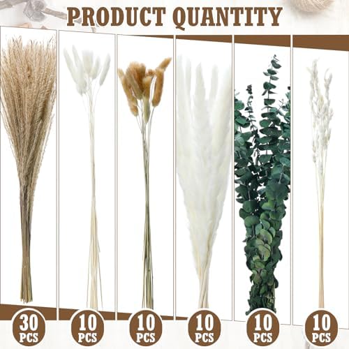 Qinyoung 10 Set Dried Pampas Grass Table Centerpiece for Wedding, Pink - Image 3
