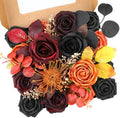 Floweroyal Halloween Artificial Flowers Black Flowers Mix Silk Flowers Fake Roses with Stems for DIY Wedding Bridal Bouquets, Baby Shower, Floral Arrangement, Table Centerpieces, Home Decorations by FloweroyalCrafts