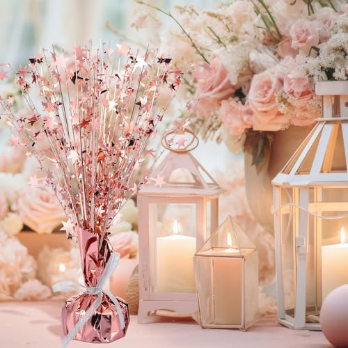Crowye 3 Pieces Metallic Foil Spray Centerpiece Birthday Table Decoration Star Burst Centerpieces Graduation Table Decor for Birthday 2026 Party Holiday(Rose Gold) - Image 4