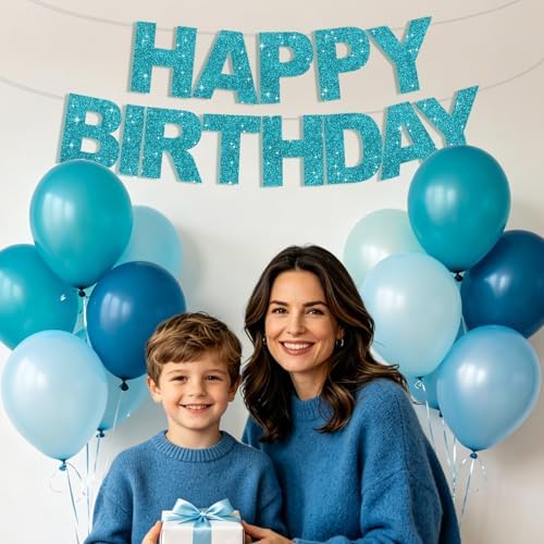 BEISHIDA Pre-Strung Lake Blue Happy Birthday Banner Party Sign Decoration - Image 6